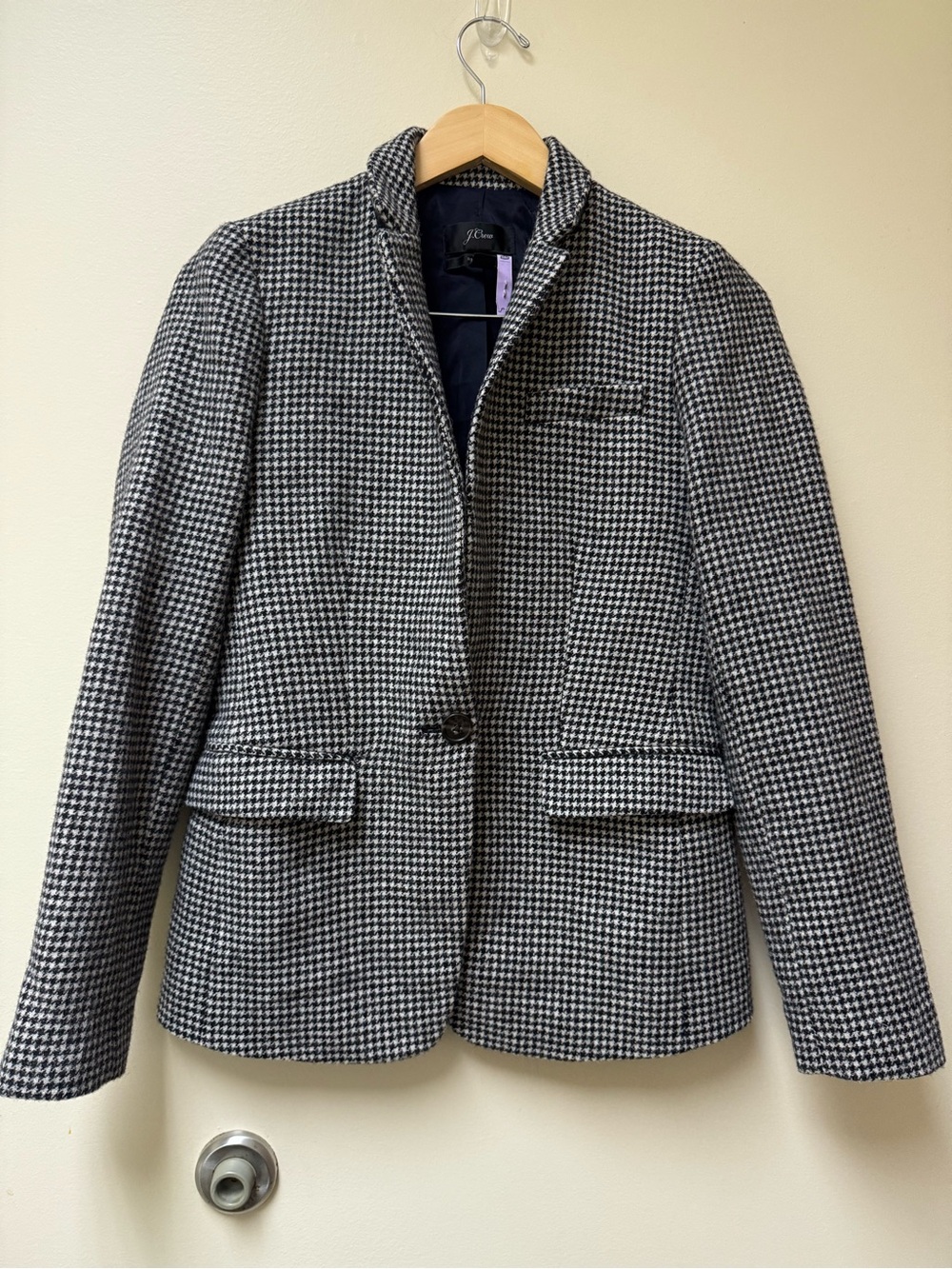 J. Crew Black and White Houndstooth Blazer